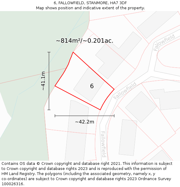 6, FALLOWFIELD, STANMORE, HA7 3DF: Plot and title map