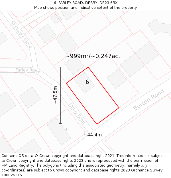6, FARLEY ROAD, DERBY, DE23 6BX: Plot and title map