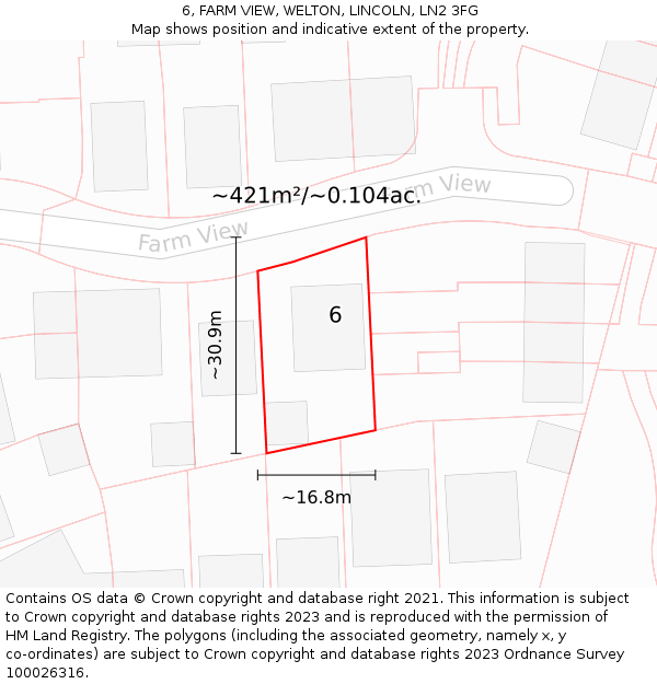 6, FARM VIEW, WELTON, LINCOLN, LN2 3FG: Plot and title map