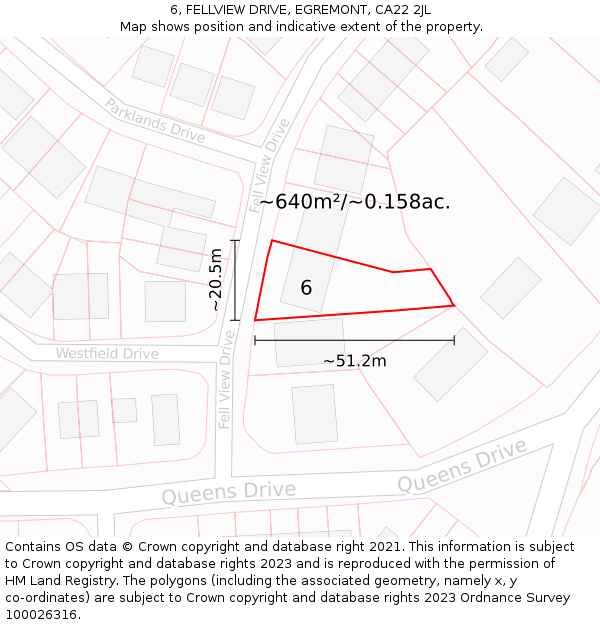 6, FELLVIEW DRIVE, EGREMONT, CA22 2JL: Plot and title map