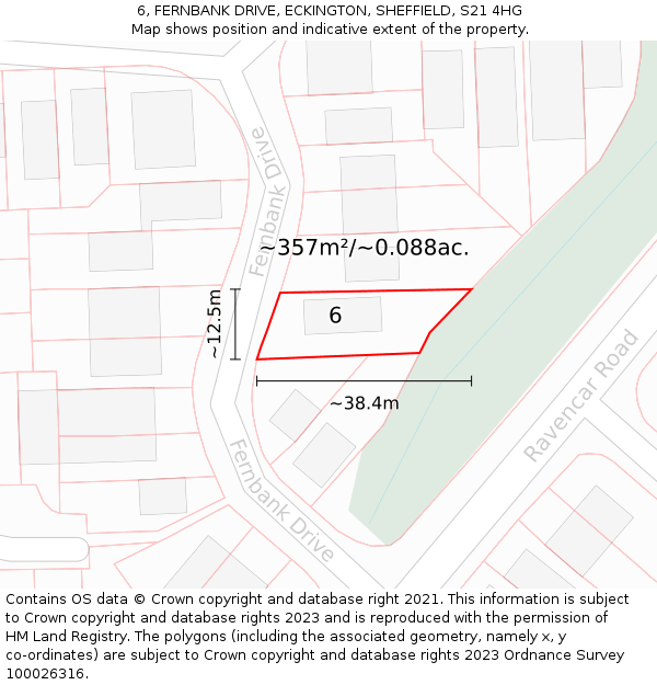 6, FERNBANK DRIVE, ECKINGTON, SHEFFIELD, S21 4HG: Plot and title map