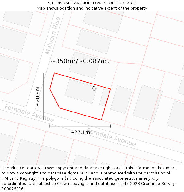 6, FERNDALE AVENUE, LOWESTOFT, NR32 4EF: Plot and title map