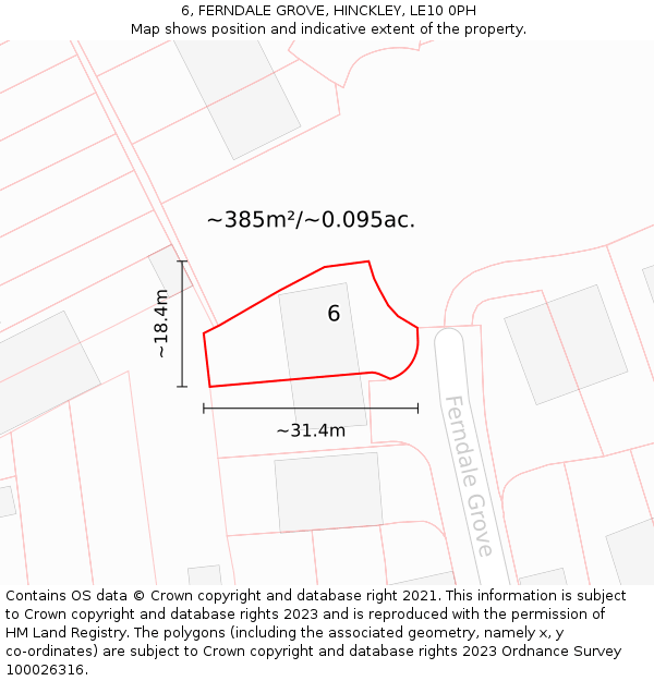 6, FERNDALE GROVE, HINCKLEY, LE10 0PH: Plot and title map