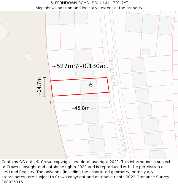 6, FERNDOWN ROAD, SOLIHULL, B91 2AT: Plot and title map
