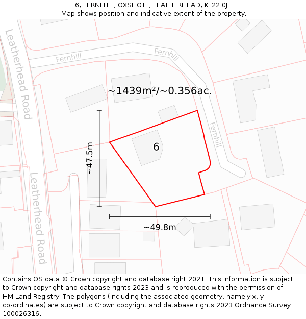 6, FERNHILL, OXSHOTT, LEATHERHEAD, KT22 0JH: Plot and title map