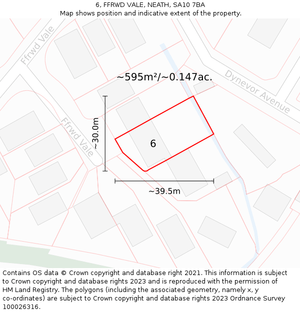 6, FFRWD VALE, NEATH, SA10 7BA: Plot and title map