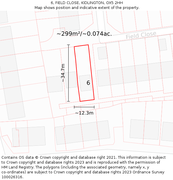 6, FIELD CLOSE, KIDLINGTON, OX5 2HH: Plot and title map