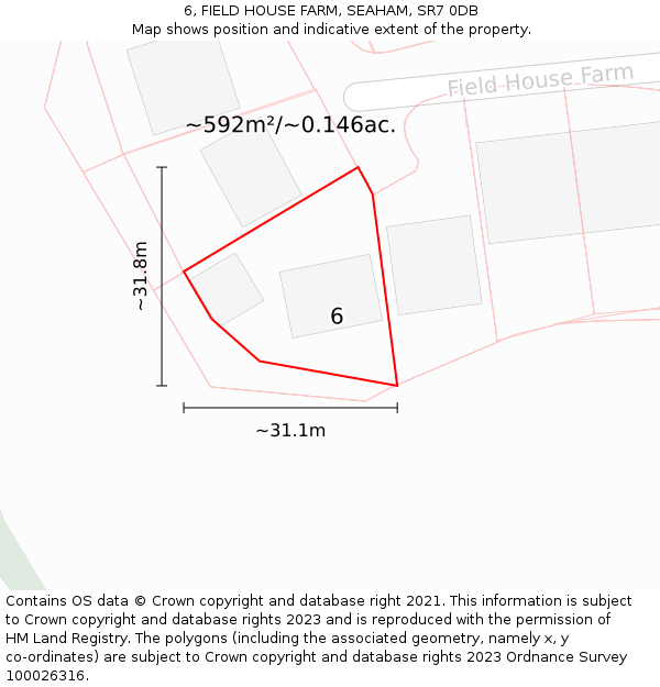 6, FIELD HOUSE FARM, SEAHAM, SR7 0DB: Plot and title map