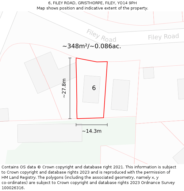 6, FILEY ROAD, GRISTHORPE, FILEY, YO14 9PH: Plot and title map