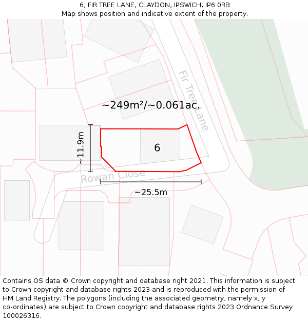 6, FIR TREE LANE, CLAYDON, IPSWICH, IP6 0RB: Plot and title map