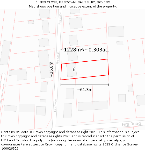 6, FIRS CLOSE, FIRSDOWN, SALISBURY, SP5 1SG: Plot and title map
