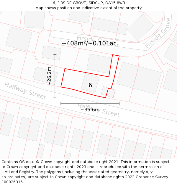 6, FIRSIDE GROVE, SIDCUP, DA15 8WB: Plot and title map