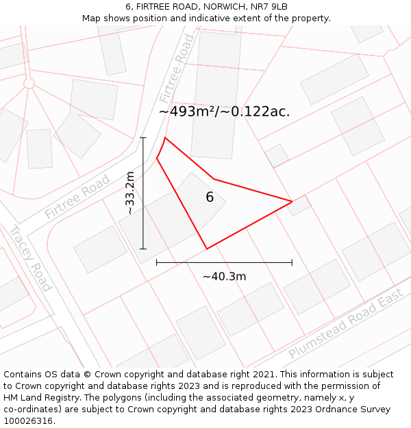 6, FIRTREE ROAD, NORWICH, NR7 9LB: Plot and title map
