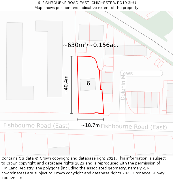 6, FISHBOURNE ROAD EAST, CHICHESTER, PO19 3HU: Plot and title map