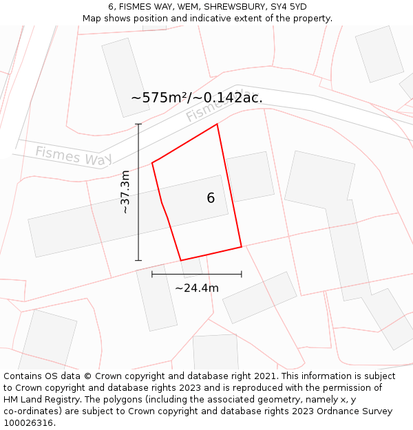 6, FISMES WAY, WEM, SHREWSBURY, SY4 5YD: Plot and title map