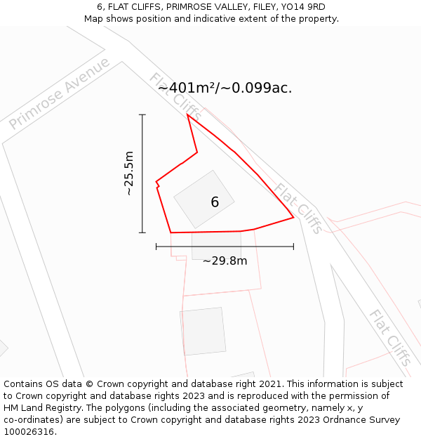 6, FLAT CLIFFS, PRIMROSE VALLEY, FILEY, YO14 9RD: Plot and title map
