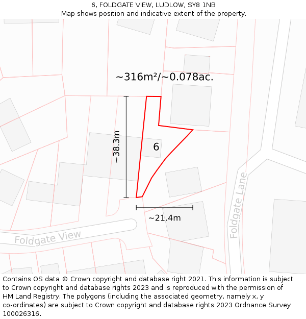 6, FOLDGATE VIEW, LUDLOW, SY8 1NB: Plot and title map