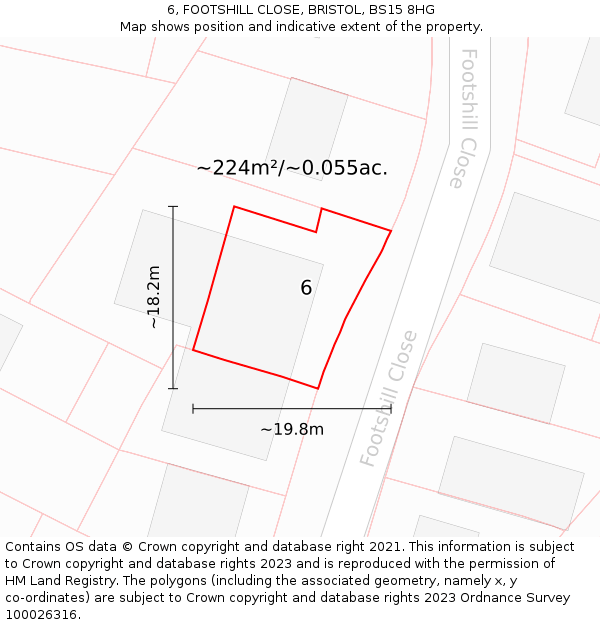 6, FOOTSHILL CLOSE, BRISTOL, BS15 8HG: Plot and title map