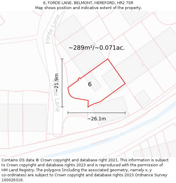 6, FORDE LANE, BELMONT, HEREFORD, HR2 7SR: Plot and title map