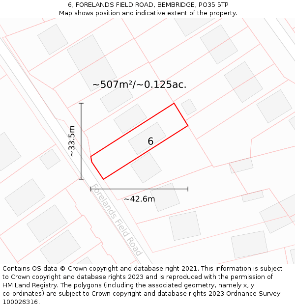 6, FORELANDS FIELD ROAD, BEMBRIDGE, PO35 5TP: Plot and title map