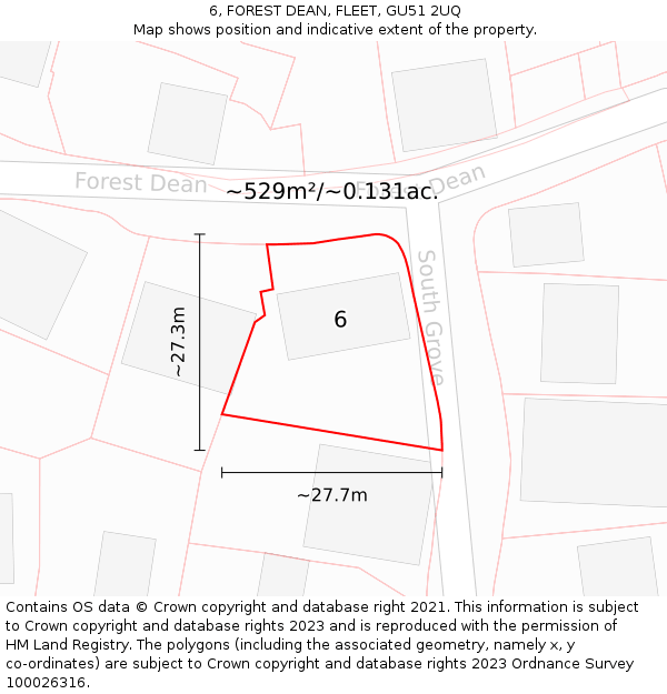 6, FOREST DEAN, FLEET, GU51 2UQ: Plot and title map