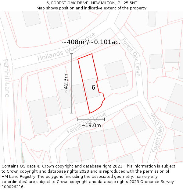 6, FOREST OAK DRIVE, NEW MILTON, BH25 5NT: Plot and title map