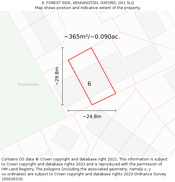 6, FOREST SIDE, KENNINGTON, OXFORD, OX1 5LQ: Plot and title map