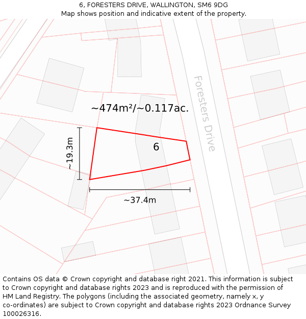 6, FORESTERS DRIVE, WALLINGTON, SM6 9DG: Plot and title map