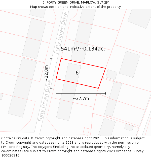 6, FORTY GREEN DRIVE, MARLOW, SL7 2JY: Plot and title map