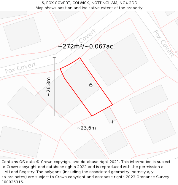 6, FOX COVERT, COLWICK, NOTTINGHAM, NG4 2DD: Plot and title map
