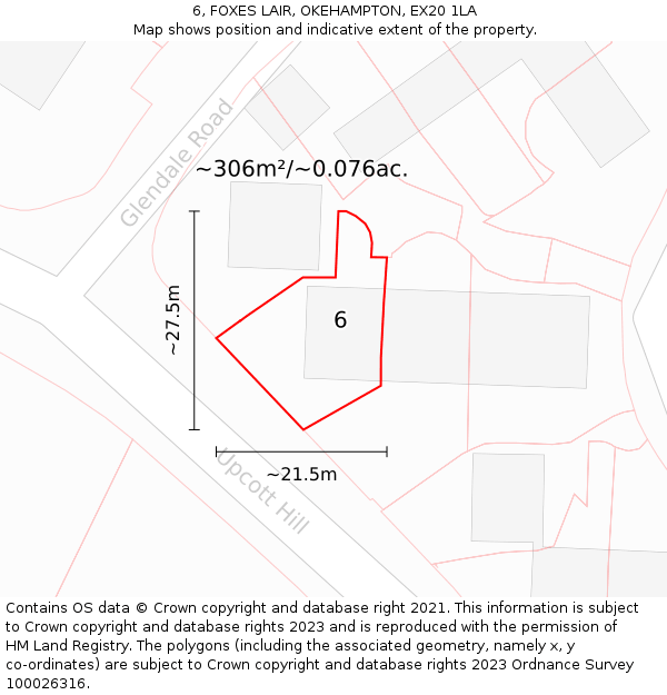 6, FOXES LAIR, OKEHAMPTON, EX20 1LA: Plot and title map