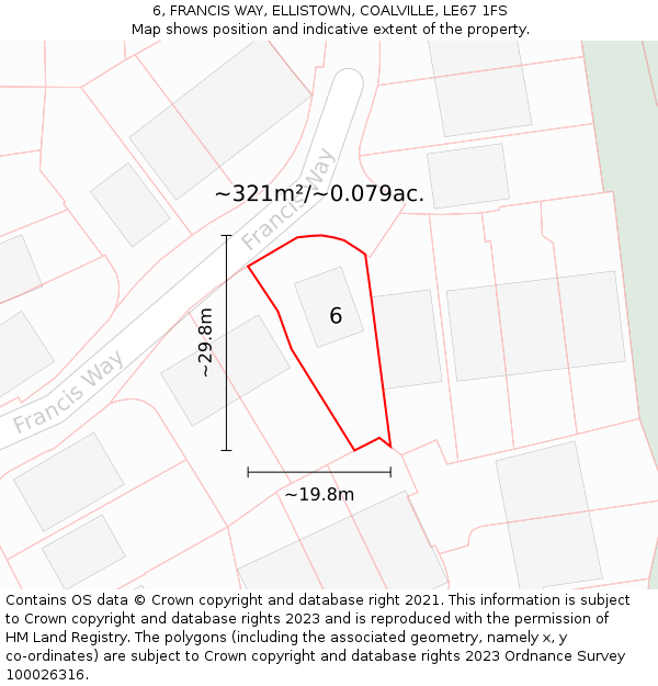 6, FRANCIS WAY, ELLISTOWN, COALVILLE, LE67 1FS: Plot and title map