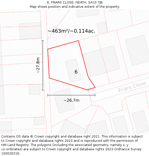 6, FRIARS CLOSE, NEATH, SA10 7JB: Plot and title map