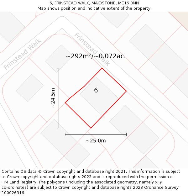 6, FRINSTEAD WALK, MAIDSTONE, ME16 0NN: Plot and title map