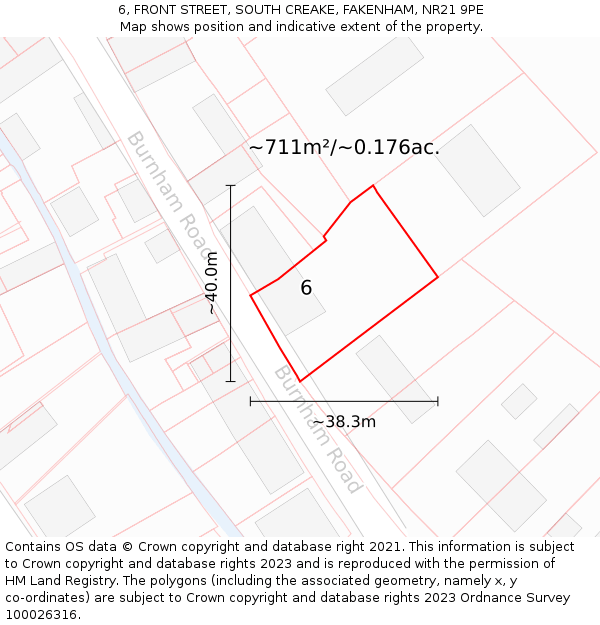 6, FRONT STREET, SOUTH CREAKE, FAKENHAM, NR21 9PE: Plot and title map
