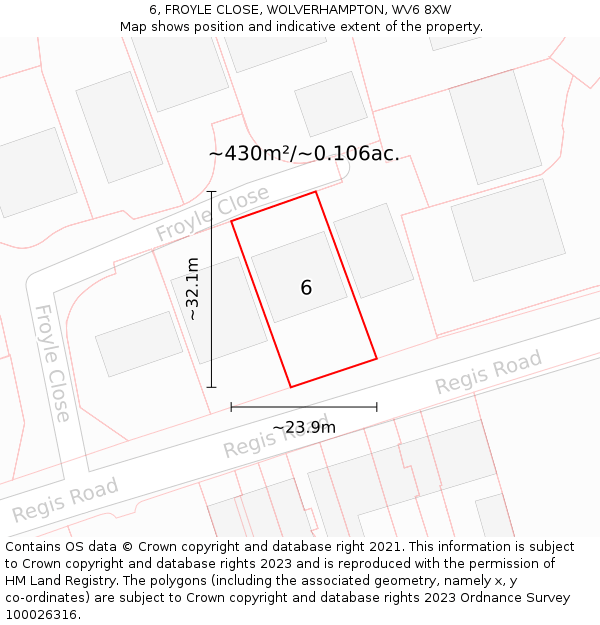 6, FROYLE CLOSE, WOLVERHAMPTON, WV6 8XW: Plot and title map
