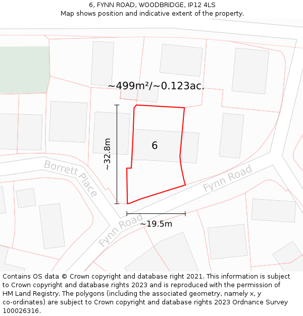 6, FYNN ROAD, WOODBRIDGE, IP12 4LS: Plot and title map