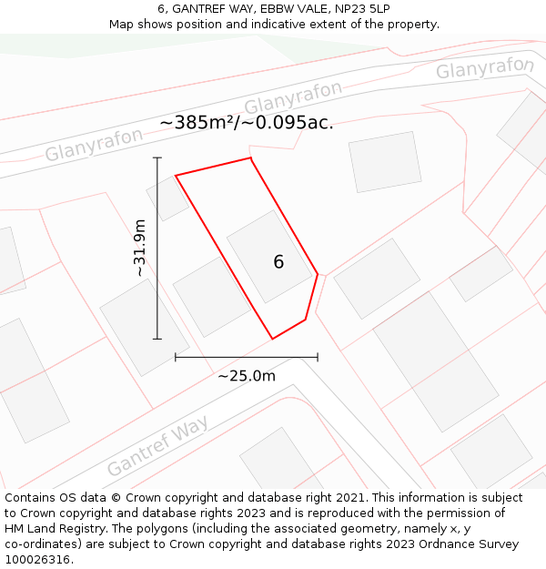 6, GANTREF WAY, EBBW VALE, NP23 5LP: Plot and title map