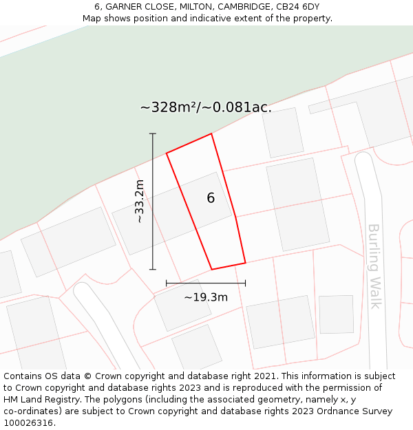 6, GARNER CLOSE, MILTON, CAMBRIDGE, CB24 6DY: Plot and title map