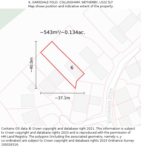 6, GARSDALE FOLD, COLLINGHAM, WETHERBY, LS22 5LT: Plot and title map