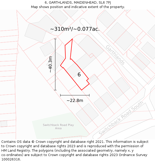 6, GARTHLANDS, MAIDENHEAD, SL6 7PJ: Plot and title map