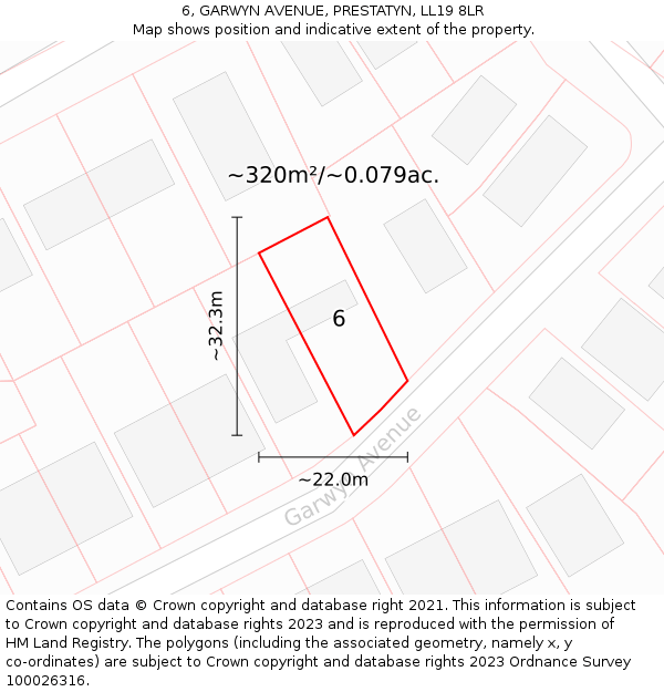 6, GARWYN AVENUE, PRESTATYN, LL19 8LR: Plot and title map