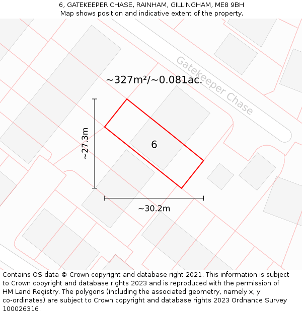 6, GATEKEEPER CHASE, RAINHAM, GILLINGHAM, ME8 9BH: Plot and title map