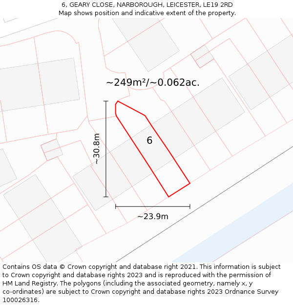 6, GEARY CLOSE, NARBOROUGH, LEICESTER, LE19 2RD: Plot and title map