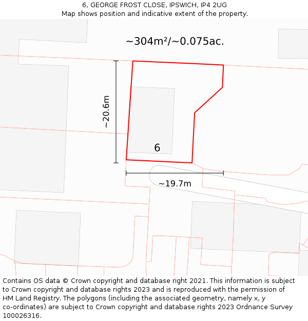 6, GEORGE FROST CLOSE, IPSWICH, IP4 2UG: Plot and title map