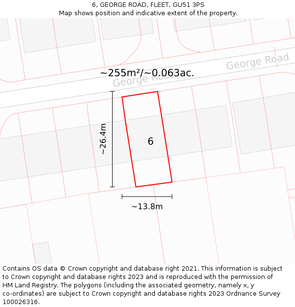 6, GEORGE ROAD, FLEET, GU51 3PS: Plot and title map