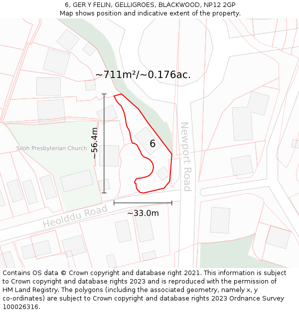 6, GER Y FELIN, GELLIGROES, BLACKWOOD, NP12 2GP: Plot and title map