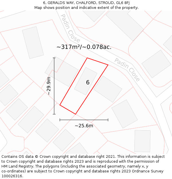 6, GERALDS WAY, CHALFORD, STROUD, GL6 8FJ: Plot and title map