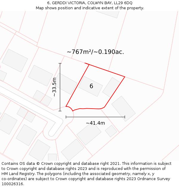 6, GERDDI VICTORIA, COLWYN BAY, LL29 6DQ: Plot and title map