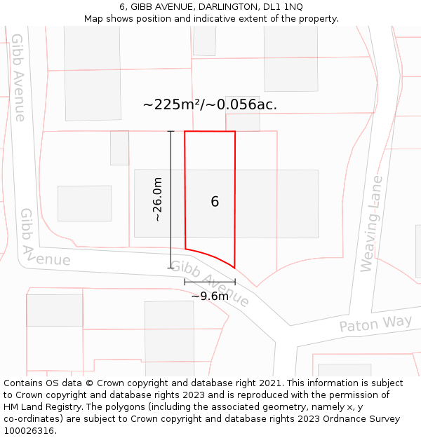 6, GIBB AVENUE, DARLINGTON, DL1 1NQ: Plot and title map